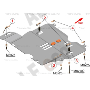 Купить ALFECO ALF1815AL Защита алюминиевая для кислородного датчика и катализатора Renault Kaptur 2WD 2016-2023