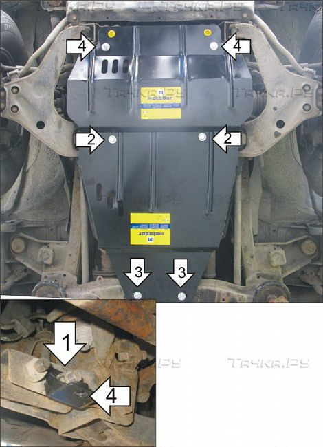 Купить запчасть MOTODOR - 01332 Защита для пер. дифференциала, картера, КПП Mitsubishi Montero Sport I 1997-2004