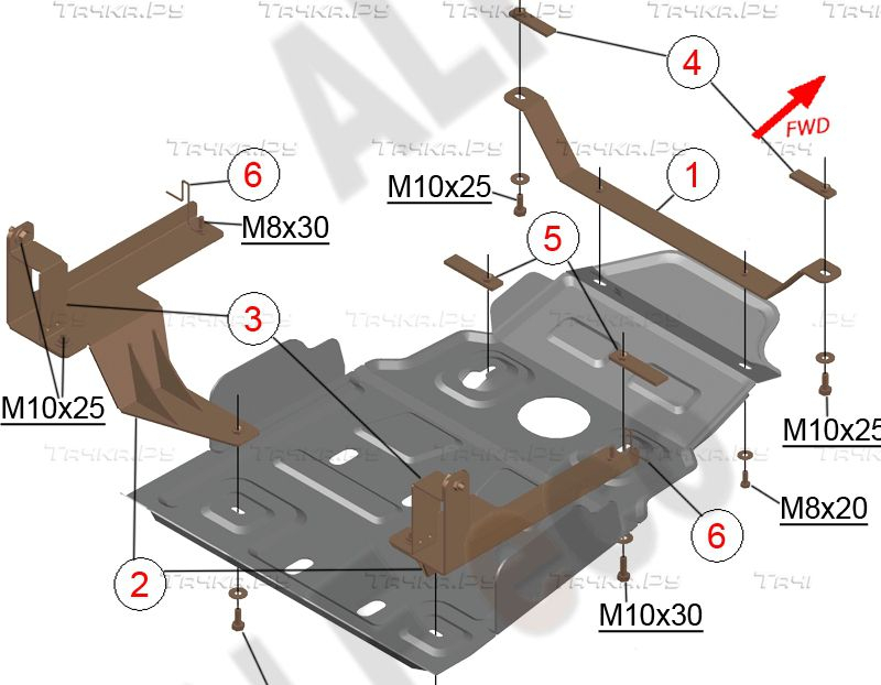 Купить запчасть ALFECO - ALF3910AL Защита алюминиевая для МКПП (Dymos) и РК УАЗ Патриот I 4WD 2012-2014