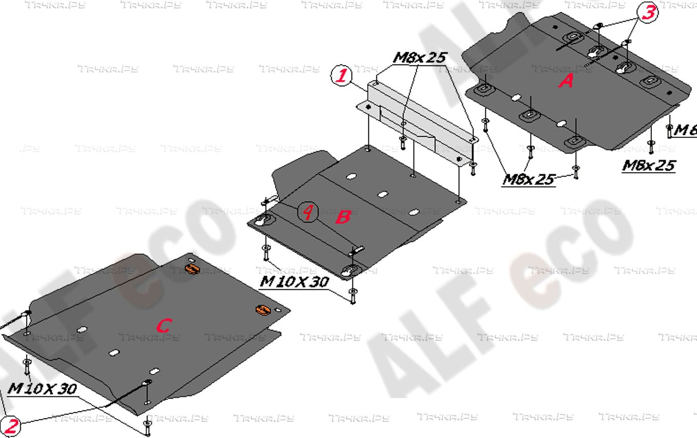 Купить запчасть ALFECO - ALF2461AL Защита алюминиевая для картера и КПП Toyota Tundra II Double Cab 2007-2013