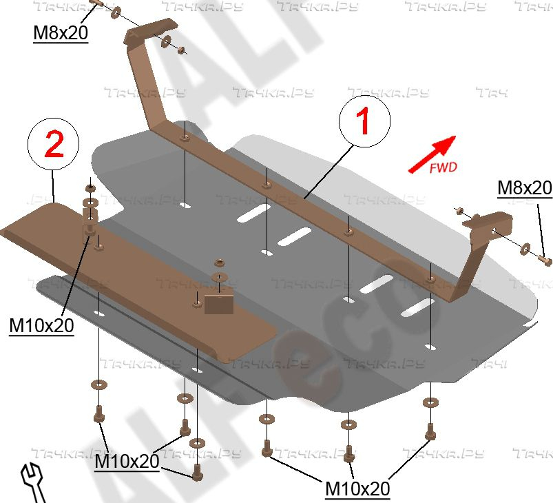 Купить запчасть ALFECO - ALF3604AL Защита алюминиевая для картера и КПП Mercedes-Benz E-Класс W124 1985-1996