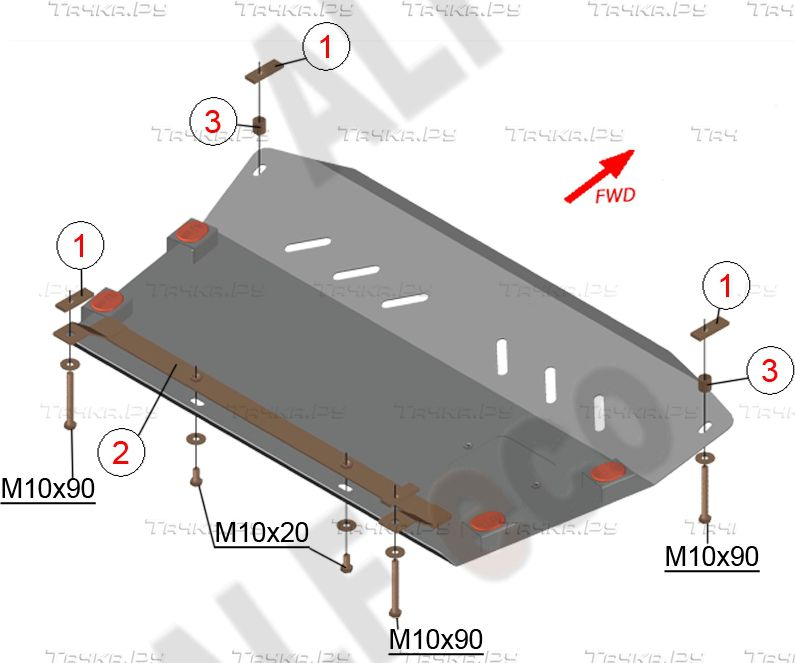 Купить запчасть ALFECO - ALF2420AL Защита алюминиевая для картера и КПП Toyota Camry 30 (V30, XV30) X30 (V30, XV30)30 2002-2006
