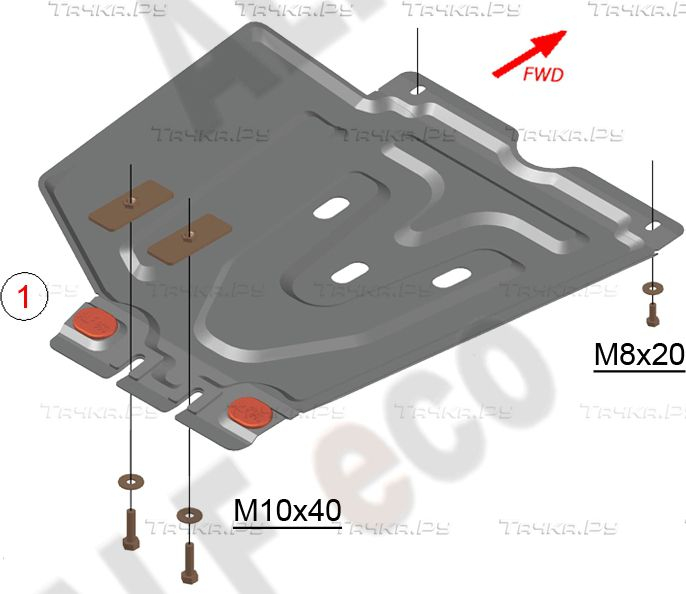 Купить запчасть ALFECO - ALF2492AL Защита алюминиевая для КПП Toyota Hilux VIII 2015-2023