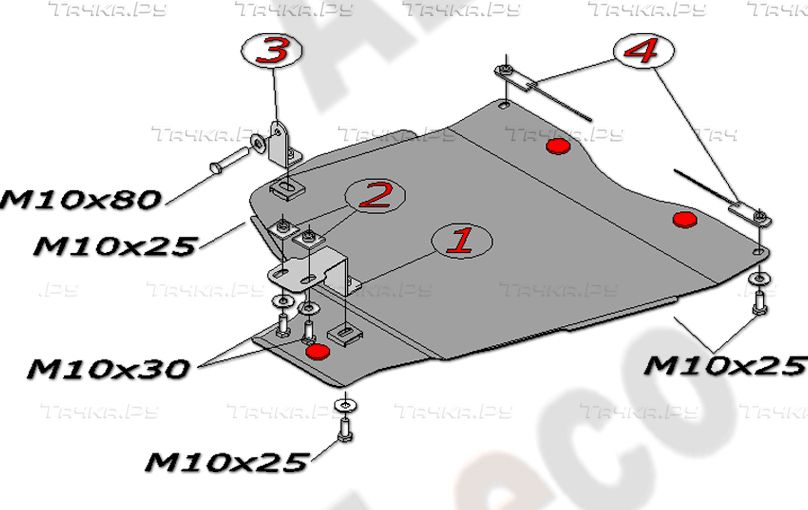Купить запчасть ALFECO - ALF3205AL Защита алюминиевая для раздатки ТагАЗ Road Partner 2008-2011