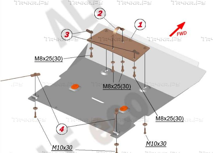 Купить запчасть ALFECO - ALF3401AL4 Защита алюминиевая для картера BMW 5-серия E39 520 1995-2002