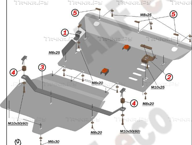 Купить запчасть ALFECO - ALF3616AL4 Защита алюминиевая для картера и КПП Mercedes-Benz Vito W447 4WD 2014-2023