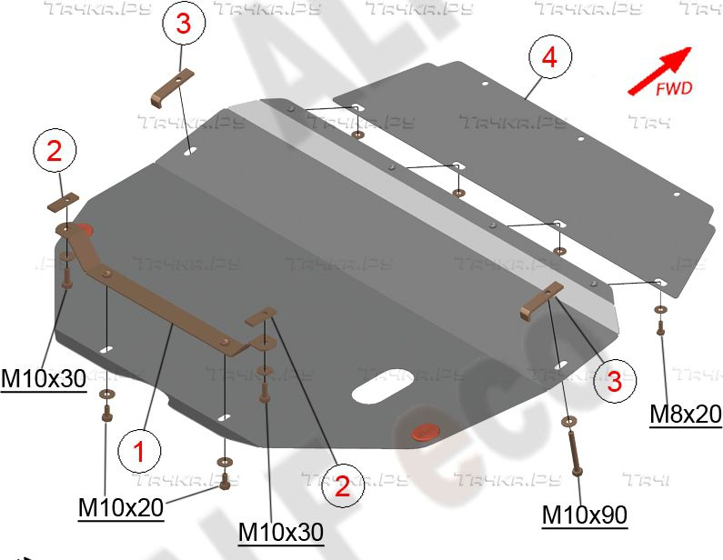 Купить запчасть ALFECO - ALF2473AL4 Защита алюминиевая для картера и КПП Toyota Sienna I 1997-2003