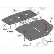 Купить ALFECO ALF3612AL4 Защита алюминиевая для картера и АКПП Mercedes-Benz В-Класс W245 B200 2005-2011