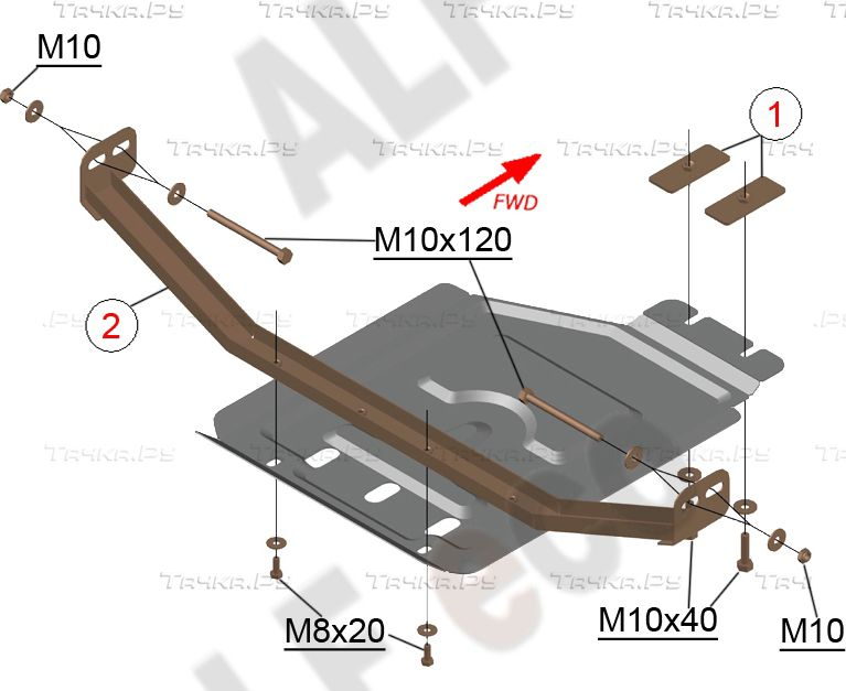 Купить запчасть ALFECO - ALF2493AL4 Защита алюминиевая для раздатки Toyota Hilux VII 2006-2015
