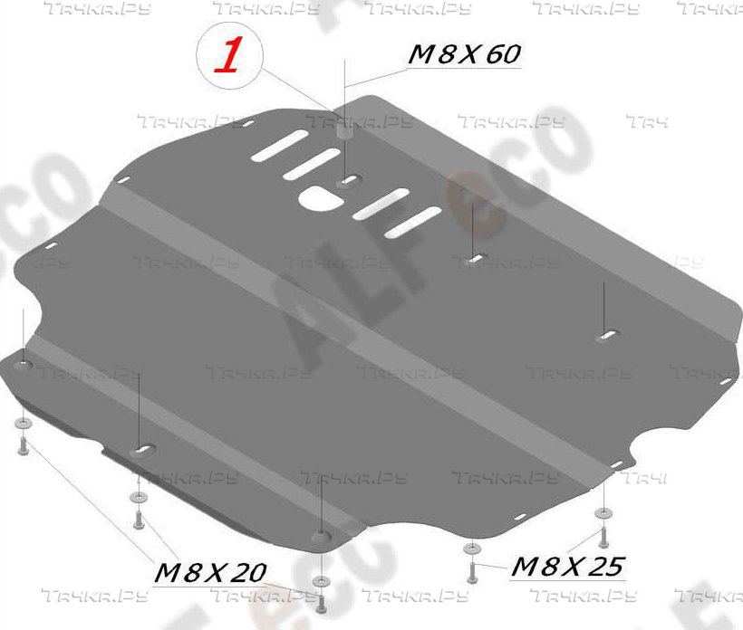 Купить запчасть ALFECO - ALF2631AL Защита алюминиевая для картера и КПП Volkswagen Passat B7 2011-2015