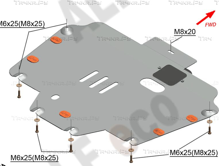 Купить запчасть ALFECO - ALF5502 Защита для картера и КПП Haval F7 2019-2023