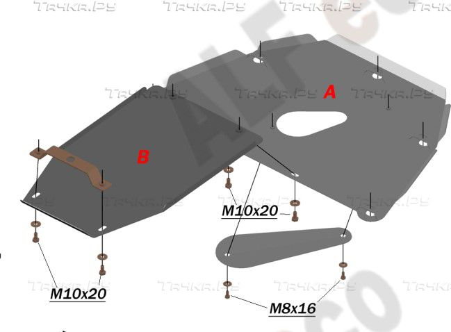 Купить запчасть ALFECO - ALF3430AL Защита алюминиевая для картера и КПП (2 части) BMW 7-й серии E65, E66 2002-2008