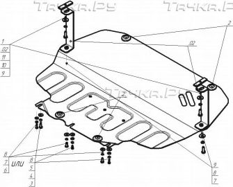 Купить запчасть MOTODOR - 72302 Защита усиленная для двигателя и КПП Volkswagen Touran 2010-2015