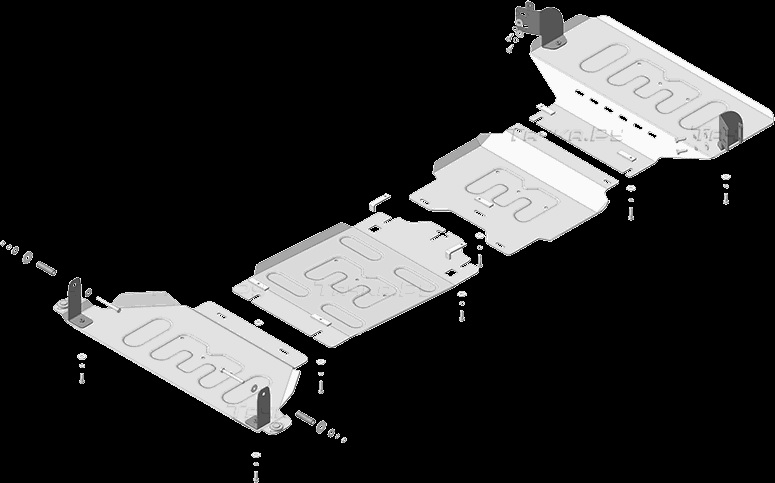 Купить запчасть MOTODOR - 32909 Защита алюминиевая усиленная для двигателя, КПП, переднего дифференциала, радиатора, РК Dodge Ram 1500 V 3,0D, дизельный двигатель 2018-2023