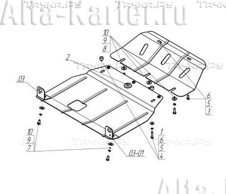 Купить запчасть MOTODOR - 01003 Защита для картера, дифференциала и радиатора Kia Sportage I (вкл. Grand) 1994-2006