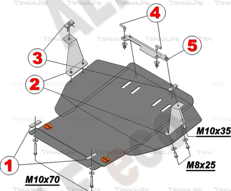 Купить запчасть ALFECO - ALF2625AL4 Защита алюминиевая для картера и КПП Volkswagen Golf III c гидроусилителем 1991-1997