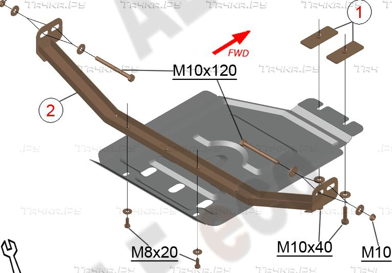 Купить запчасть ALFECO - ALF2493AL Защита алюминиевая для раздатки Toyota Hilux VIII 2015-2023