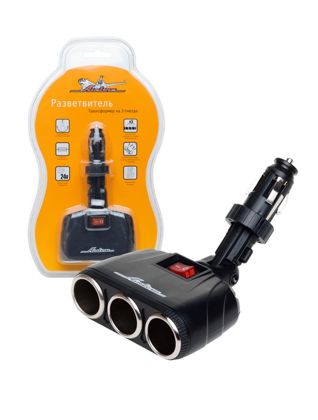 Купить запчасть Airline - ASP-3T-09 Прикуриватель-разветвитель на 3 гнезда (трансформер) ASP-3T-09